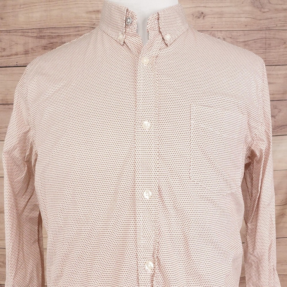 Ben Sherman Shirt Mens L Geometric Long Sleeve Button-Up Stretch Pockets